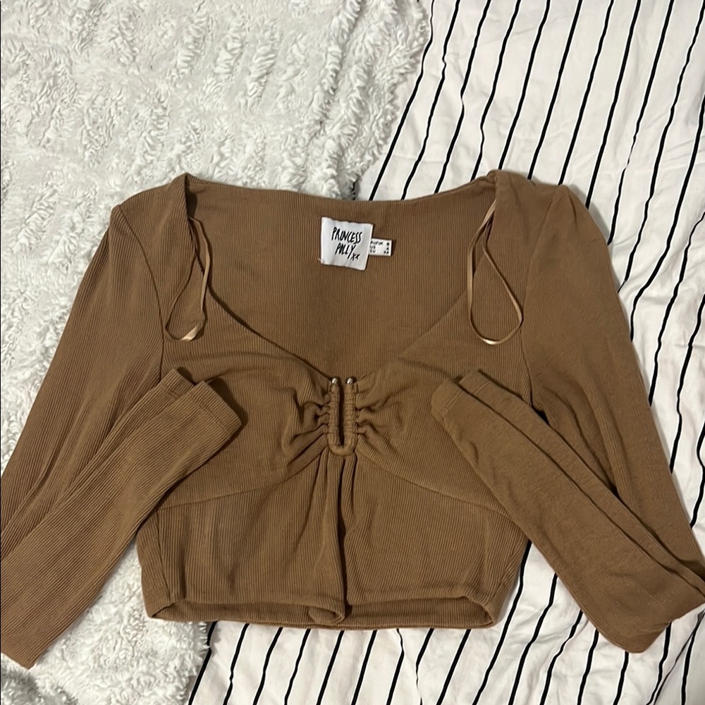 Princess Polly Brown Dolman Sleeve Crop Blouse